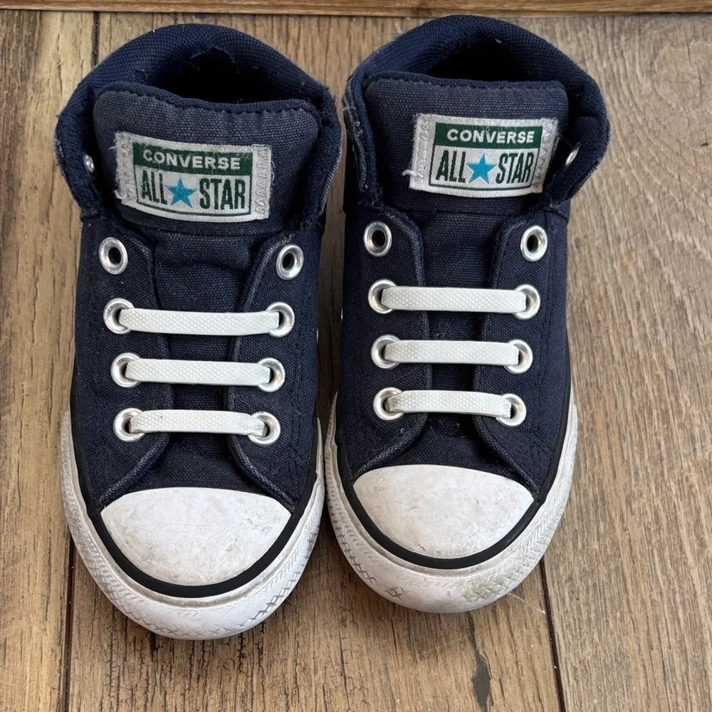 Converse Atlas Map Globe Kids' Navy High-Top Chucks Sneakers sz 12